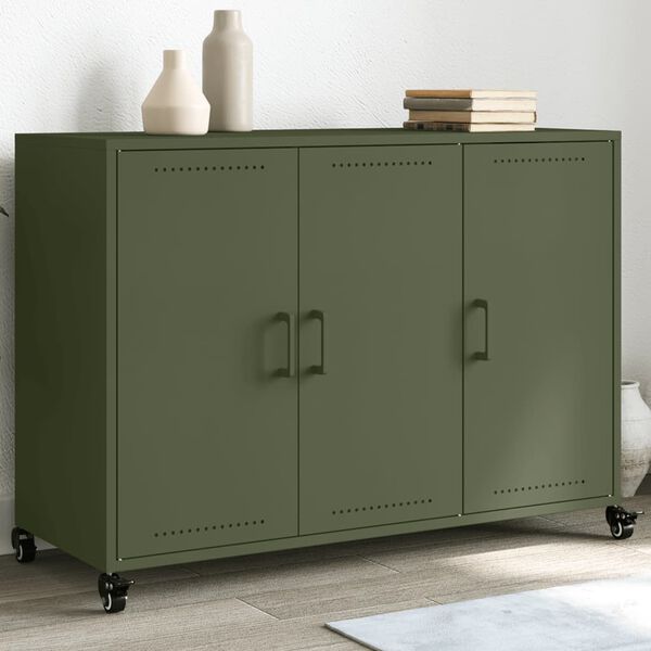 vidaXL Sideboard Olivgr&uuml;n 100,5x39x72 cm Stahl