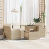 vidaXL Garten-Sofa-Set mit Kissen mit Speicher 7 pcs Beige Poly Rattan