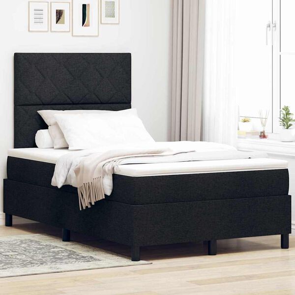 vidaXL Boxspringbett mit Matratze Schwarz 120 x 190 cm Stoff
