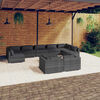 vidaXL 10-tlg. Garten-Lounge-Set mit Kissen Grau Poly Rattan