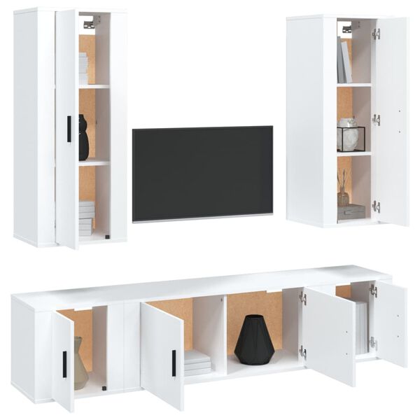 vidaXL 5-tlg. TV-Schrank-Set Wei&szlig; Holzwerkstoff