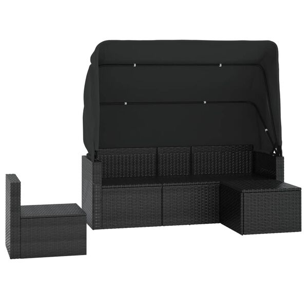 vidaXL 4-tlg. Garten-Sofagarnitur mit Kissen Schwarz Poly Rattan
