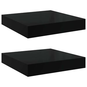 vidaXL Schweberegale 2 Stk. Hochglanz-Schwarz 23x23,5x3,8 cm MDF