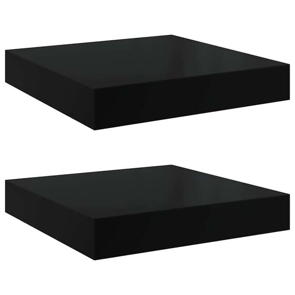 vidaXL Schweberegale 2 Stk. Hochglanz-Schwarz 23x23,5x3,8 cm MDF