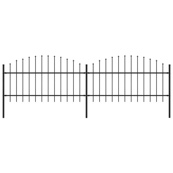 vidaXL Gartenzaun mit Speerspitze Stahl 359 x 125 cm Schwarz