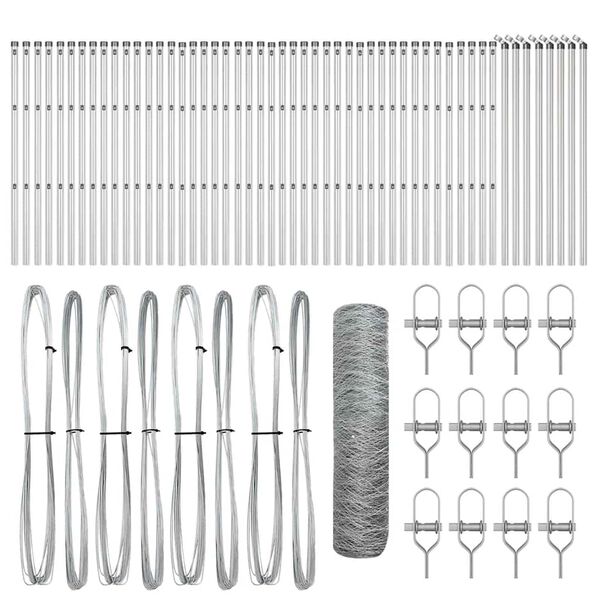 vidaXL Zaunpfosten Silber 100 x 0,8 m (50 mm Maschen) Stahl