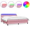 vidaXL Boxspringbett mit Matratze & LED Rosa 180x210 cm Samt