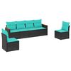 vidaXL 6-teiliges Gartensofa-Set mit Kissen, schwarzes Polyrattan