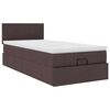 vidaXL Ottoman-Bett mit Matratze & LEDs Dunkelbraun 90x190 cm Stoff