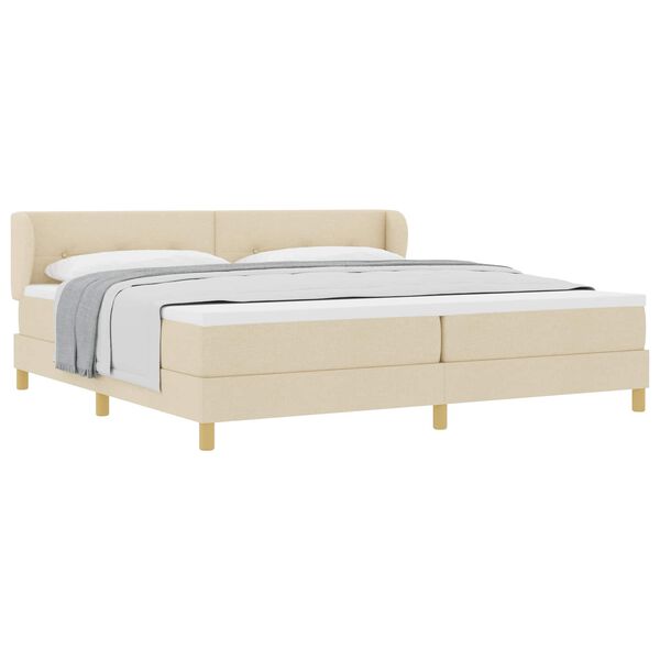 vidaXL Boxspringbett mit Matratze Creme 200 x 200 cm Stoff