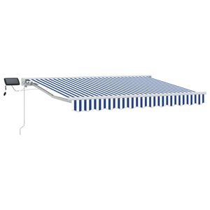 vidaXL Manueller Markisenrahmen mit LEDs Blau und Wei&szlig; 2,5 x 2 m