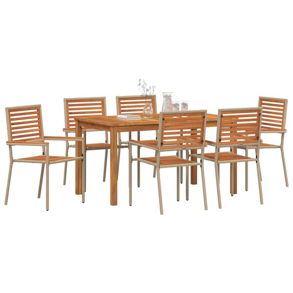 vidaXL Garten Essgruppe 7 pcs Beige Massivholz Akazie