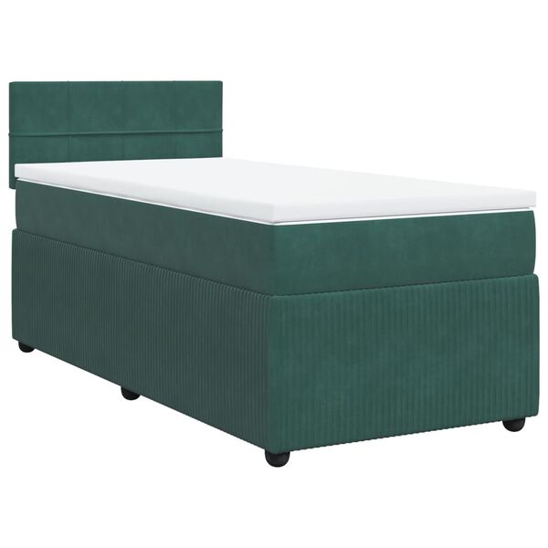 vidaXL Boxspringbett mit Matratze Dunkelgrün 90x190 cm Samt