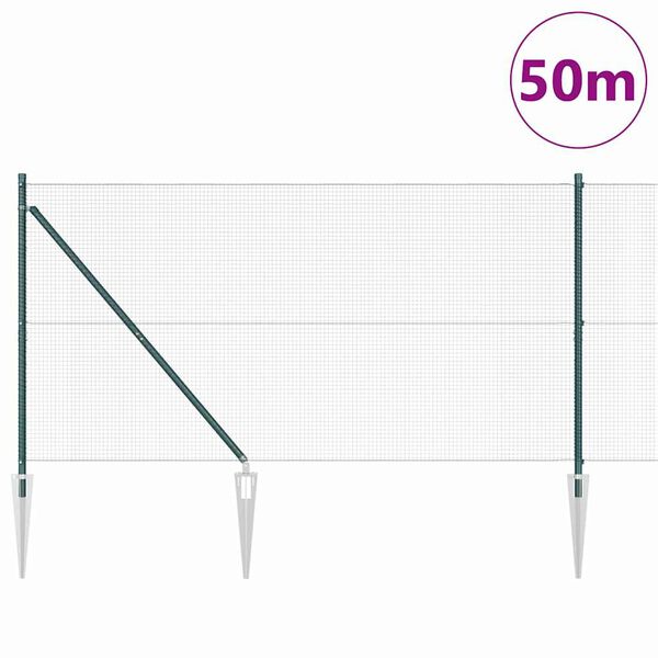 vidaXL Zaunpfosten Gr&uuml;n 50 x 1,2 m (16 x 16 mm Netz) Stahl und PVC
