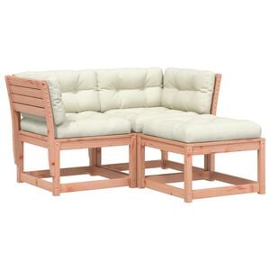 vidaXL 3-tlg. Garten-Sofagarnitur mit Kissen Massivholz Douglasie