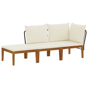 vidaXL 3 stk. Massives Akazienholz & Seil Natur