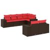 vidaXL 7-teiliges Gartensofa-Set mit Kissen, braun, Polyrattan