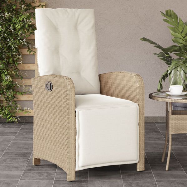 vidaXL Gartensessel mit Fu&szlig;teil Verstellbar Beige Poly Rattan