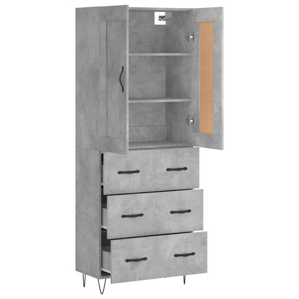 vidaXL Highboard Betongrau 69,5x34x180 cm Holzwerkstoff