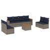 vidaXL 9-teiliges Gartensofa-Set mit Kissen, grau, Polyrattan