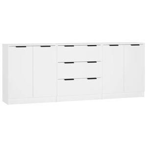 vidaXL 3-tlg. Sideboard Wei&szlig; Holzwerkstoff