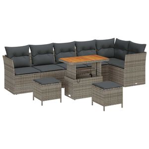 vidaXL Garten-Sofa-Set 9 pcs Grau Poly-Rattan