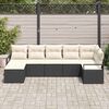 vidaXL Sofa Set mit Kissen 7 pcs Schwarz Poly Rattan