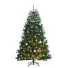 vidaXL K&uuml;nstlicher Weihnachtsbaum Klappbar 300 LEDs & Kugeln 180 cm