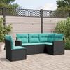 vidaXL 5-teiliges Gartensofa-Set mit Kissen, schwarzes Polyrattan