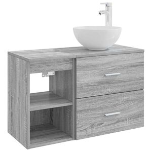 vidaXL Badezimmerm&ouml;bel-Set 2 pcs Grau Sonoma Holzwerkstoff