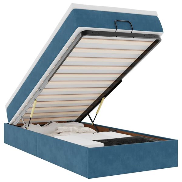 vidaXL Ottoman-Bett mit Matratze Dunkelblau 90x190 cm Samt