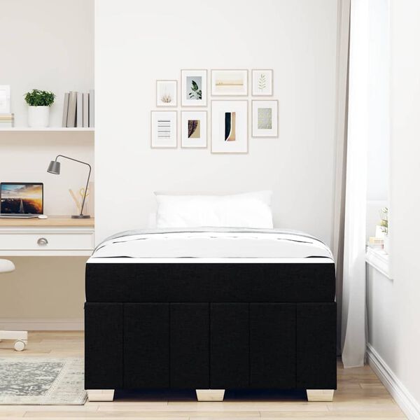 vidaXL Bettrahmen mit Matratze Schwarz 120 x 200 cm Stoff