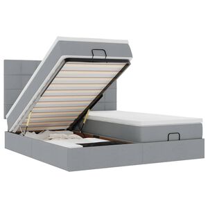 vidaXL Ottoman-Bett mit Matratzen & LEDs Hellgrau 180x200 cm Stoff