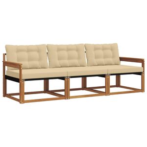 vidaXL Outdoor-Sofagarnitur 3 stk. 3-Sitzer Natur und Beige