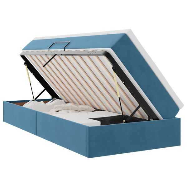 vidaXL Aufbewahrungsbett mit Matratze Dunkelblau 100 x 200 cm Samt