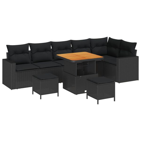 vidaXL Gartensofa-set 9 pcs Schwarz Poly-Rattan