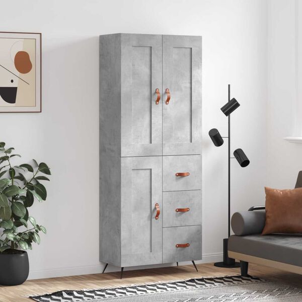 vidaXL Highboard Betongrau 69,5x34x180 cm Holzwerkstoff