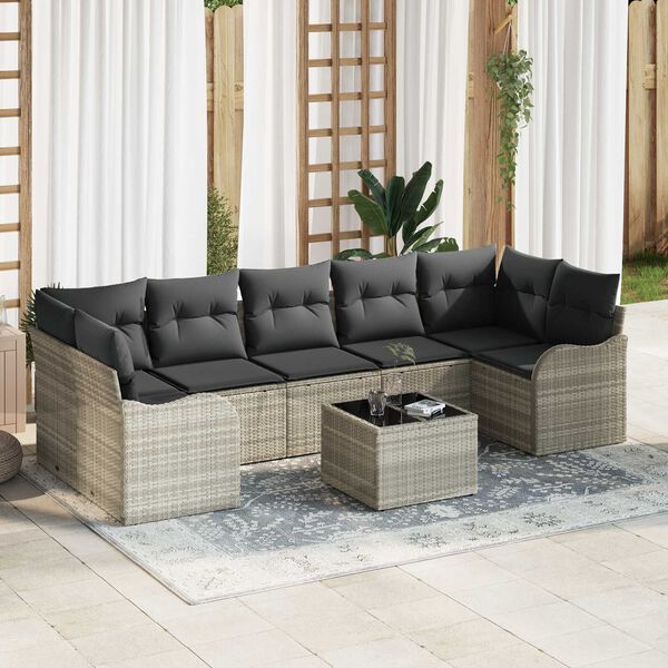 vidaXL Garten-Sofa-Set mit Kissen 8 pcs Hellgrau und Dunkelgrau