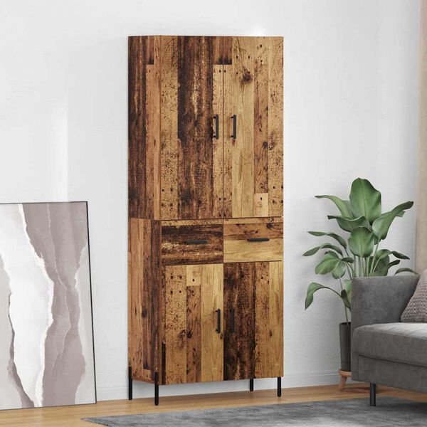 vidaXL Highboard Wandmontiert Altholz 69,5 x 34 x 180 cm Holzwerkstoff