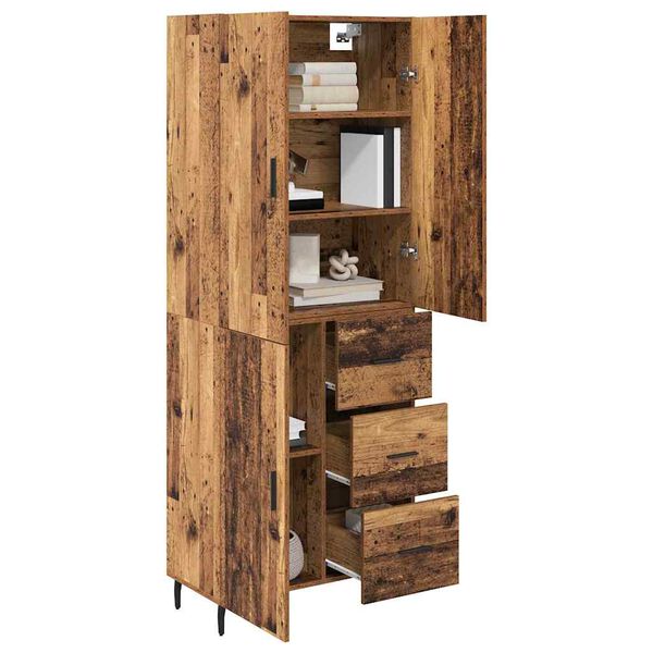 vidaXL Highboard mit Schubladen 2 pcs Altholz Engineered Wood und Glas