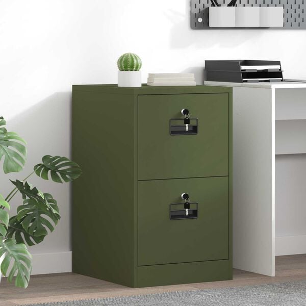 vidaXL Aktenschrank Olive Gr&uuml;n 44 x 50 x 74,5 cm Kaltgewalzter Stahl
