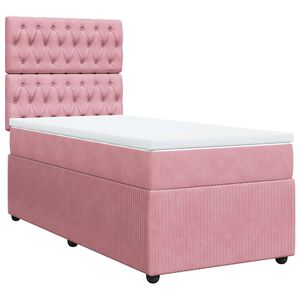 vidaXL Boxspringbett mit Matratze Rosa 90x190 cm Samt