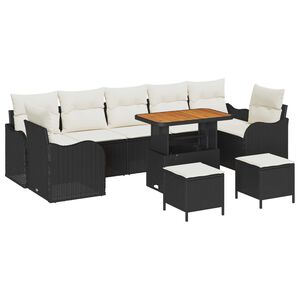 vidaXL Gartensofa-set mit Kissen 10 pcs Schwarz Poly-Rattan