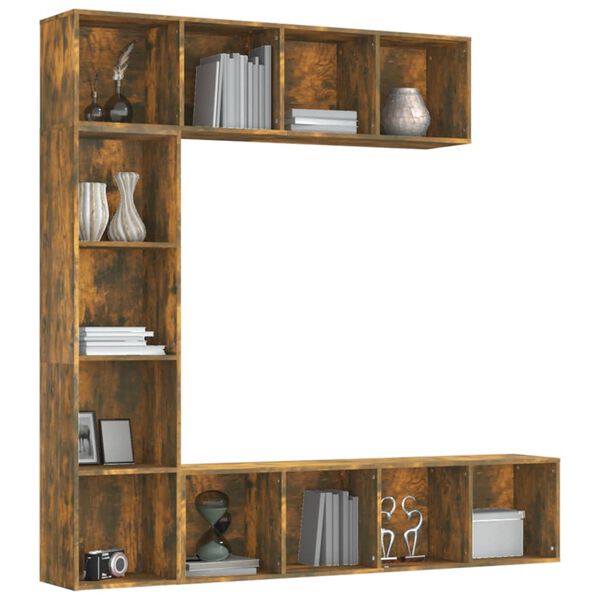 vidaXL 3-tlg. B&uuml;cherregal-/TV-Schrank-Set R&auml;uchereiche 180x30x180 cm
