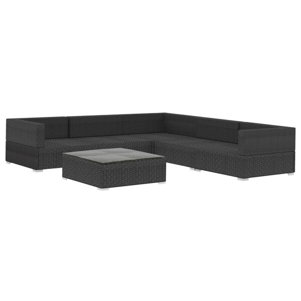 vidaXL 6-tlg. Garten-Lounge-Set mit Auflagen Poly Rattan Schwarz
