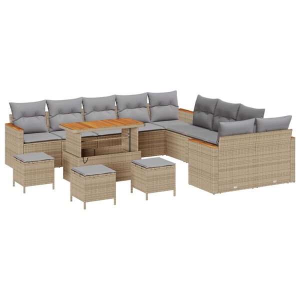 vidaXL Gartensofa-set mit Kissen 18 pcs Beige und Hellgrau Poly-Rattan