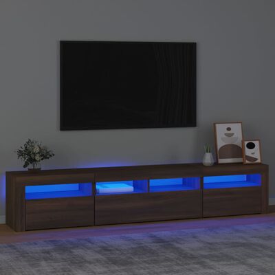 vidaXL TV-Schrank mit LED-Leuchten Braun Eichen-Optik 210x35x40 cm