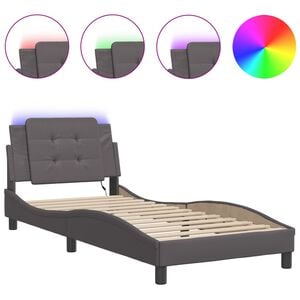 vidaXL Bettgestell mit LED ohne Matratze "Zadar" Grau 80x200 cm