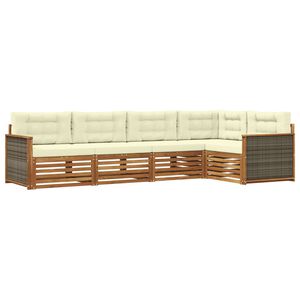 vidaXL Outdoor-Sofagarnitur mit Kissen 5 pcs Natur und Creme