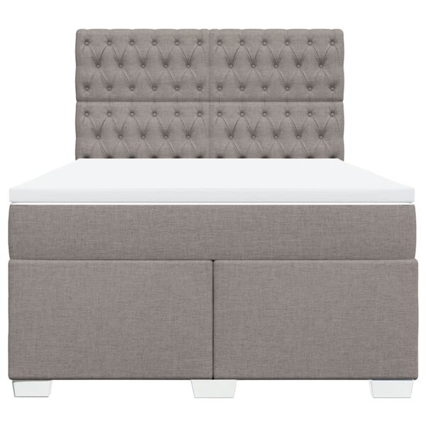 vidaXL Boxspringbett mit Matratze Taupe 140x190 cm Stoff